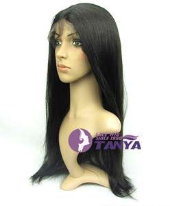 100% indian remy human hair front lace wigs 20 1b# yaki straight wig 