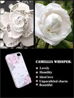 iPhone 4 G 4Gs 4S Camellia Flower Diamond Bling Hard Case Cover Skin 