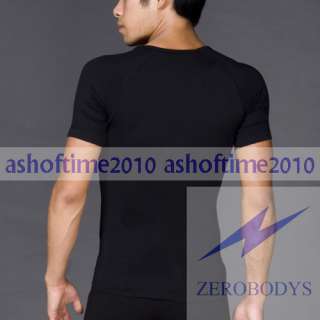 male or men musle v neck T shirts slimming body shaper short sleeve 