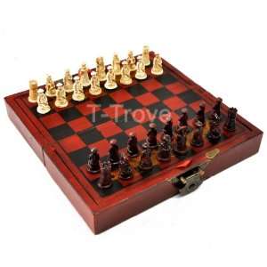  Leather Travel Chess Set Red