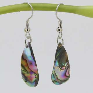 Natural Purple Zealand Abalone Shell Dangle Earrings  