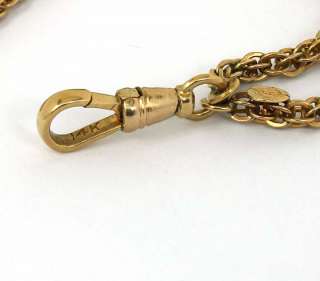 LONG VINTAGE 14K GOLD & SEED PEARLS WATCH FOB CHAIN  