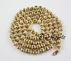 14K YELLOW GOLD PLATED STAINLESS STEEL MOON CUT BALL CHAIN HIPHOP 