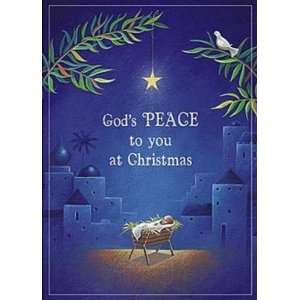   Abbey Press 5335 4T) Blue with Manger Christmas Card