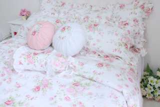 Shabby princess chic country white rose floral duvet cover king 