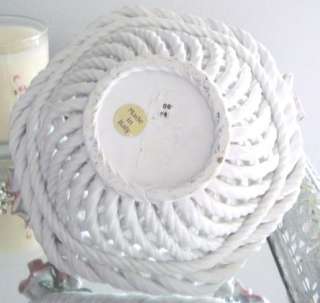   PINK PORCELAIN ROSES/Chic WHITE Woven Hexagon Porcelain Basket  