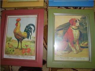 Country Farm Scene Pictures Cat Dog Rooster Bunny ART  
