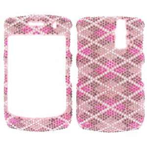 PINK ARGYLE DIVA CRYSTALS snap on cover faceplate for Blackberry Curve 