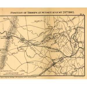  1866 Civil War map of 2nd Battle of Bull Run, VA