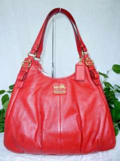 NWT COACH Madison Maggie Cherry Red Leather Hobo Shoulder Bag 16503 