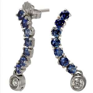    Dangling Blue Sapphire and Diamond Earrings DaCarli Jewelry