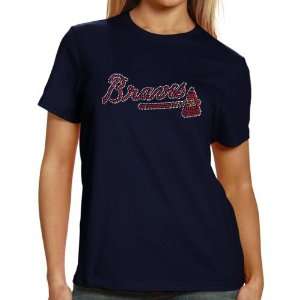 Braves Tee Shirt  Atlanta Braves Ladies Sequin Jersey Logo Premium T 