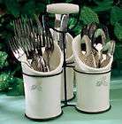Ceramic and Metal Utensil Holder Caddy Holds spoons forks knives