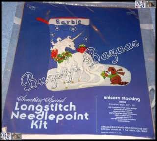 Candamar UNICORN STOCKING Longstitch Needlepoint Christmas Kit  