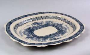 Blue and white transferware. Porcelain. 2 3/4 high. 16 wide. 20 