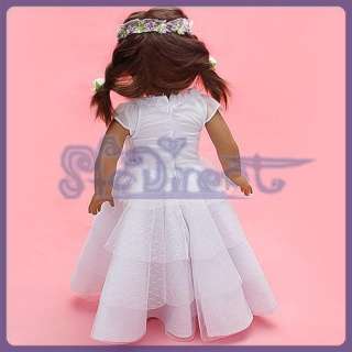White Braidmaid Dress Gown Vest for American Girl Doll  