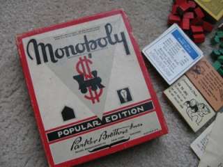 VINTAGE MONOPOLY SMALL BOX WOODEN PIECES  