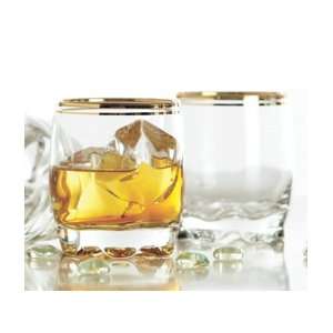 Cheers Gold Rimmed Old Fashioned Glasses   Set of 6 by Forum  