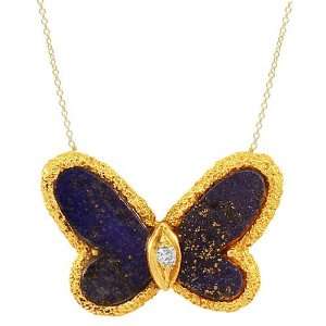   Gold Womens Diamond Butterfly Necklace 0.05 Ctw Avianne & Co Jewelry