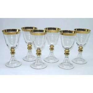 Wine Glass with Gold Rim, Set of 6 