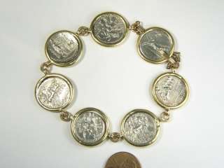   ANTIQUE / VINTAGE 18K GOLD ANCIENT SILVER ROMAN COIN ? BRACELET NO RES