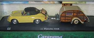 Cararama 143 Scale Diecast Porsche 356B and Caravan.  