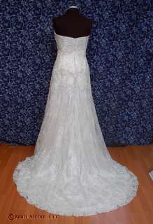 Christina Wu 1591010 Ivory Satin w Silver Lace Wedding Dress 14 NWT 