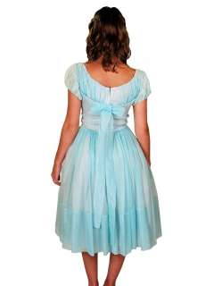Vintage Nylon Party Dress Sheer Baby Blue 1960S  
