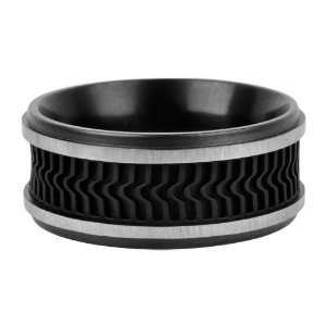Mens Ring with Inlayed Tire Design On The Rubber Which Goes Around 