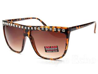 Retro Flat Top Rhinestone Womens Wayfarer Fashion Sunglasses  