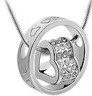 Womans Crystal Lucky Circle Love Platinum Plated Pendant Necklace 