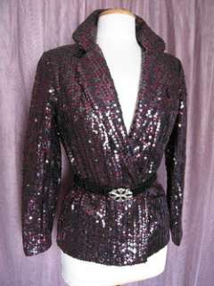 SEQUIN VINTAGE JACKET~GILBERTS FOR TALLY~WINE BLACK~S/M  
