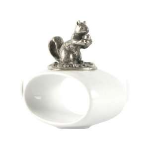 Vagabond House Porcelain Squirrel Napkin Ring   Set of 4  