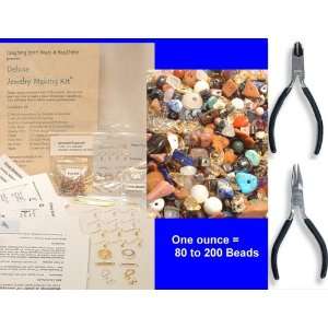  DELUXE JEWELRY MAKING KIT with GEMSTONE BEADS AND TOOLS 