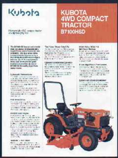 Kubota B7100HSD 4WD Compact Tractor Specs Brochure 95  