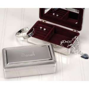  Engraved Beaded Silver Jewelry Box Gift   Pack of 2