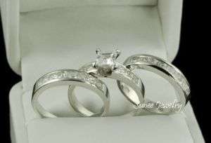 0ct Princess Cut Engagement Wedding Ring Set size 7  