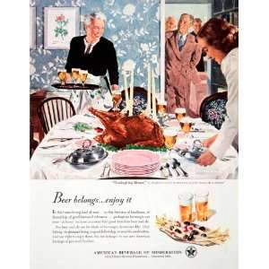  1950 Ad Thanksgiving Dinner Douglas Crockwell US Brewers 