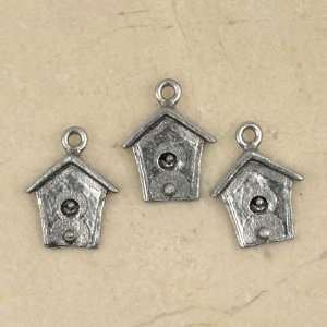  BIRDHOUSE Silver Plated Pewter Charms Lot of 3