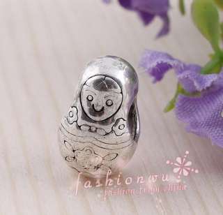 100 Ancient Silver Plated Matryoshk Russian Doll Beads1  
