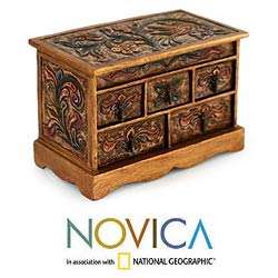 Wood and Leather Antique Ivy Jewelry Box (Peru)  