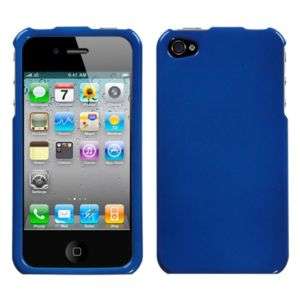 Metallic Blue Hard Case Snap on Cover Apple iPhone 4 4G  