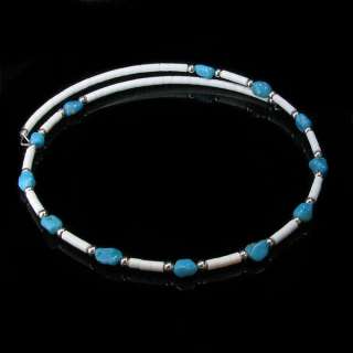NAVAJO Sterling Silver Turquoise Shell Choker Necklace  