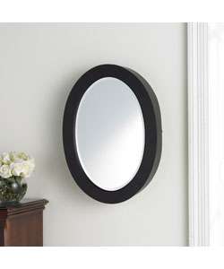 Black Oval Wall mount Jewelry Armoire & Mirror  