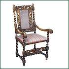 jacobean carved walnut bergere carver armchair throne chair free uk