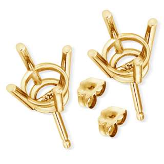 Prong Basket Stud Earrings Mounting 14K Yellow Gold  
