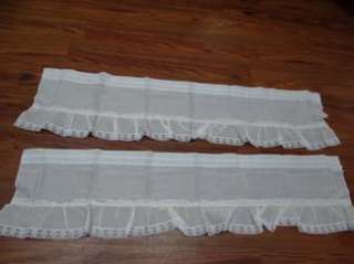   PAIR White Lace Ruffled Kitchen Bedroom Valances Curtains NEW  