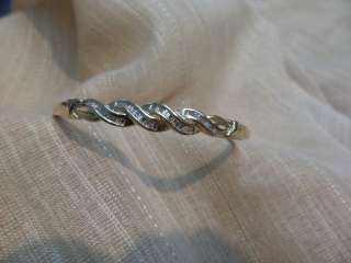 10k yellow gold .96ct bagguette diamond braid bangle bracelet  