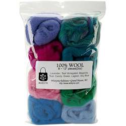 Wool Roving Package with Eight Assorted Colors  