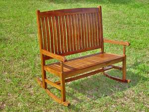   Wood Rocker Rocking Bench Seat Chair for Patio Garden Furniture  